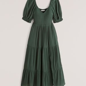 Short Sleeve Smocked Midi Dress